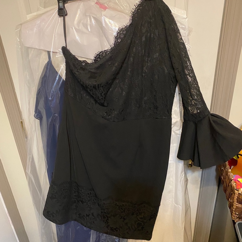 Lulus off the shoulder black dress